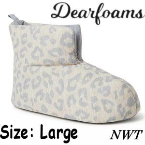 Women's Dearfoams Memory Foam NO SWEAT Zoey Jersey Bootie Slippers LARGE - NWT